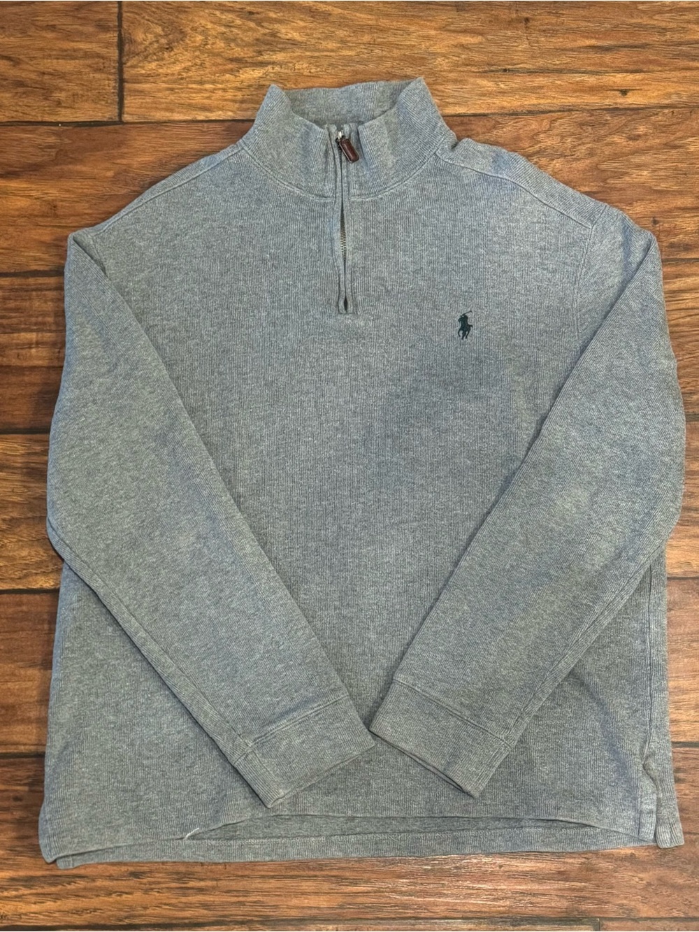 Polo Ralph Lauren Quarter Zip Pullover Sweater Large Gray Cotton 1/4